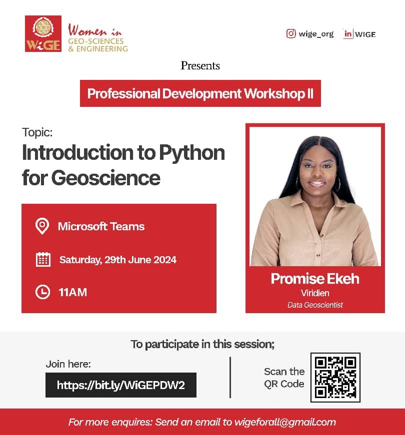 WIGE Professional Development Workshop II: Introduction to Python For Geoscience 